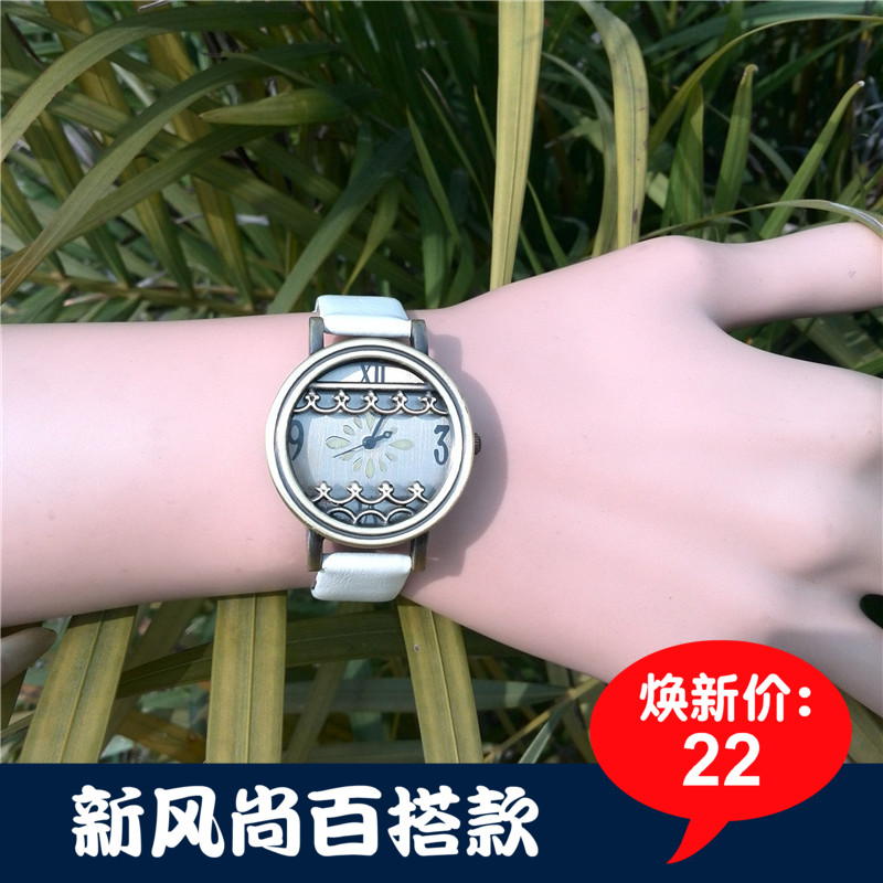 新款韓版簡約手錶女潮學生復古原宿石英錶休閑森系聖誕節可愛女表